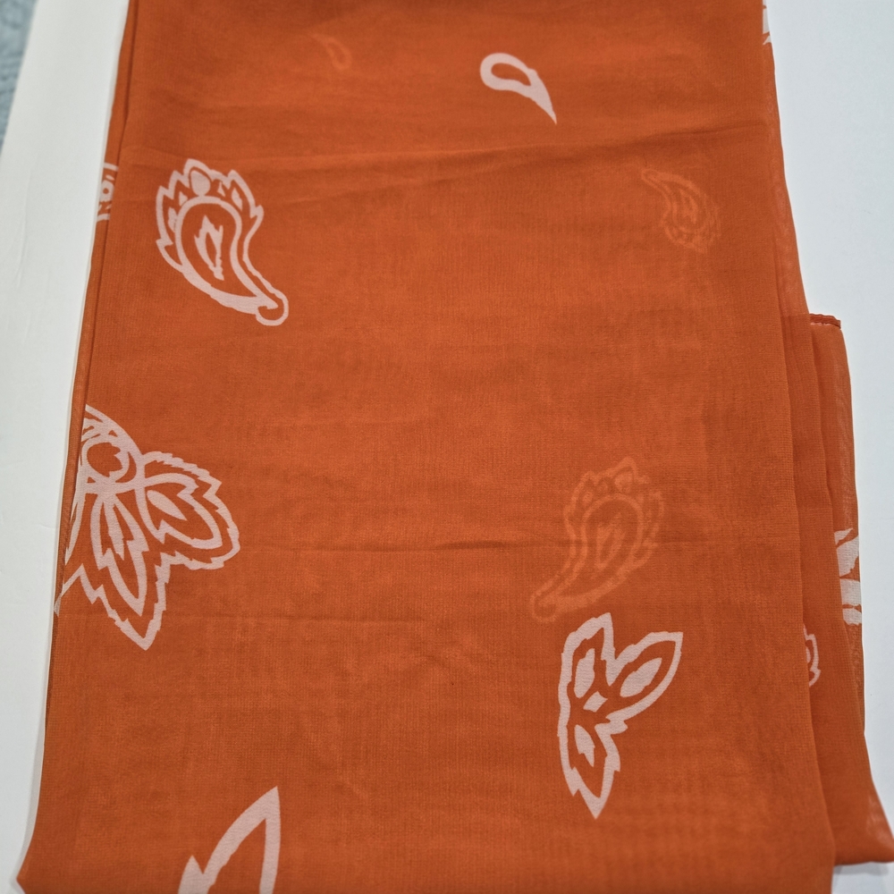 Estee Lauder Orange Fabric Scarf 100% Polyester - Picture 5 of 5